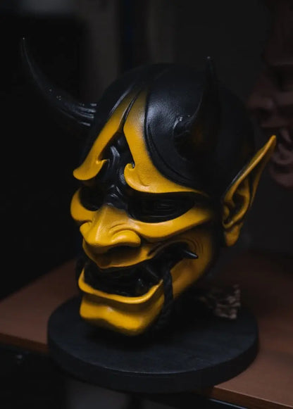 Black and Yellow Hannya Decor Mask