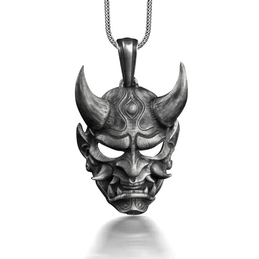 Oni Demon Silver Necklace