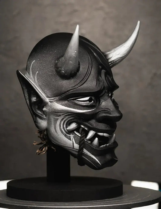 Silver Calligraphy Black Hannya Decor Mask